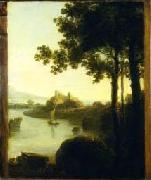 Richard Wilson River Scene with Castle, oil painting